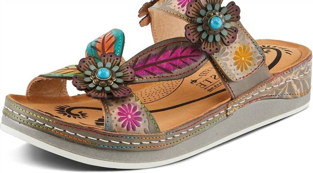 NEW SPRING STEP SHOES women's pillow-soft casual sandals in grey multi